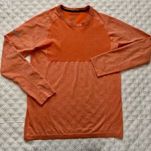 Nike Mens Dri-FIT Orange Running Long Sleeve Shirt Size L